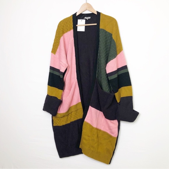 ASOS Color block oversized chunky open closure drop sleeve cardigan - Picture 4 of 10